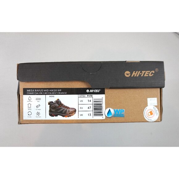 Men's Hi-Tec "Mesa Ravus Mid Hiker" Boots in Charcoal/Dark Grey/Burnt Orange - Picture 11 of 11